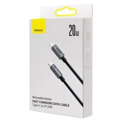 Baseus Minimalist Series (CAJY010101) 20W Type C to iP (iPhone) Fast Charging NYLON BRAIDED BLACK COLOR Data Cable, NO WARRANTY