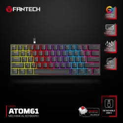FANTECH MK211 ATOM61 STATIC RGB LIGHTING BLACK COLOR WIRED MECHANICAL KEYBOARD, 1 YEAR WARRANTY