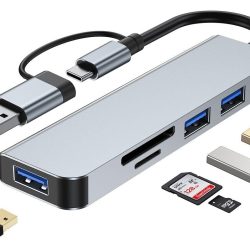 GL-319 5 IN 1 USB-C/USB-A HUB+SD/TF MEMORY CARD READER, NO WARRANTY