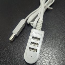 WHITE COLOR USB 2.0 EXTENSION CABLE WITH 3 PORT, NO WARRANTY